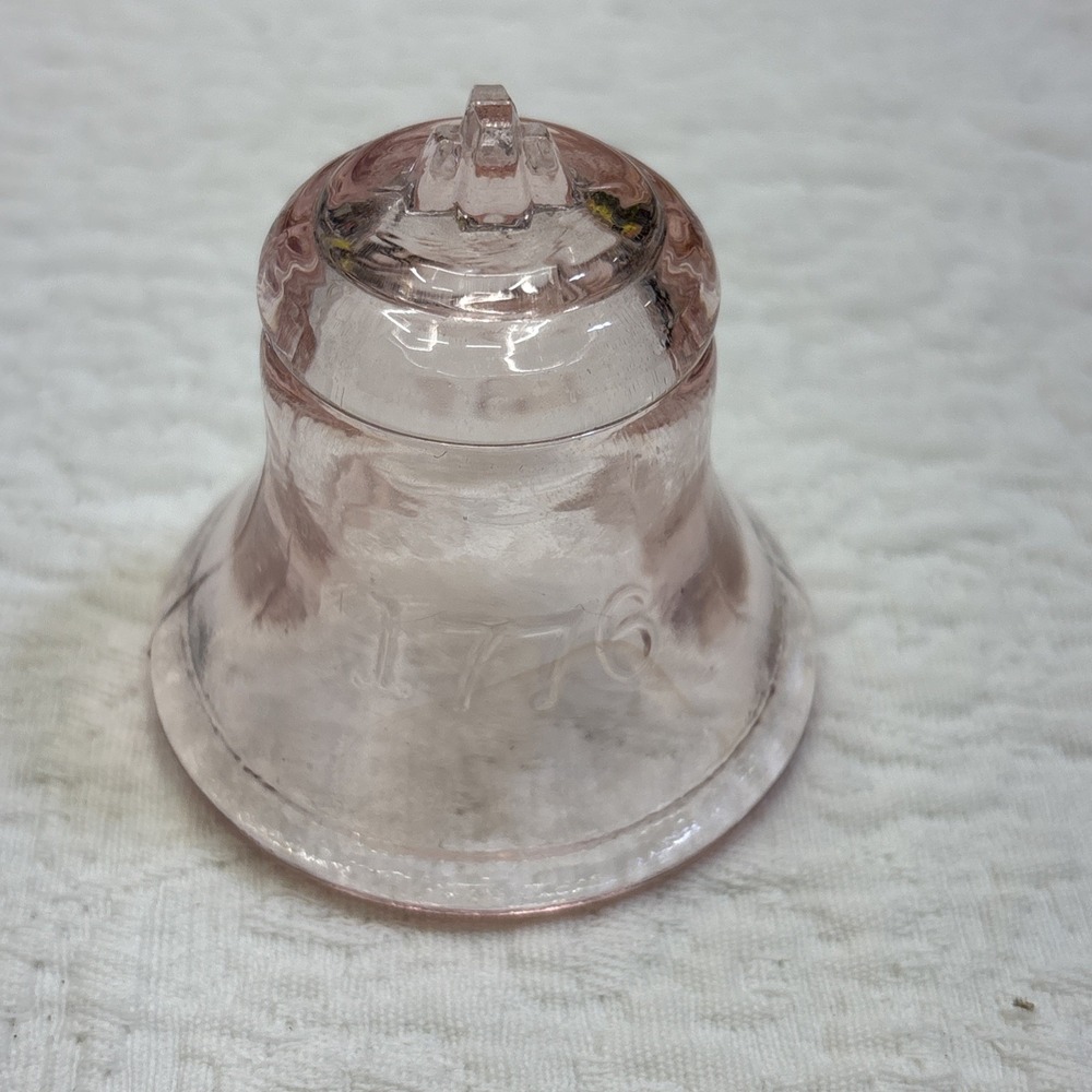 VINTAGE DEGENHART GLASS ROSEMARIE LIGHT PINK BICENTENNIAL BELL